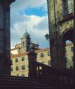 Walking up into Santiagos main square.